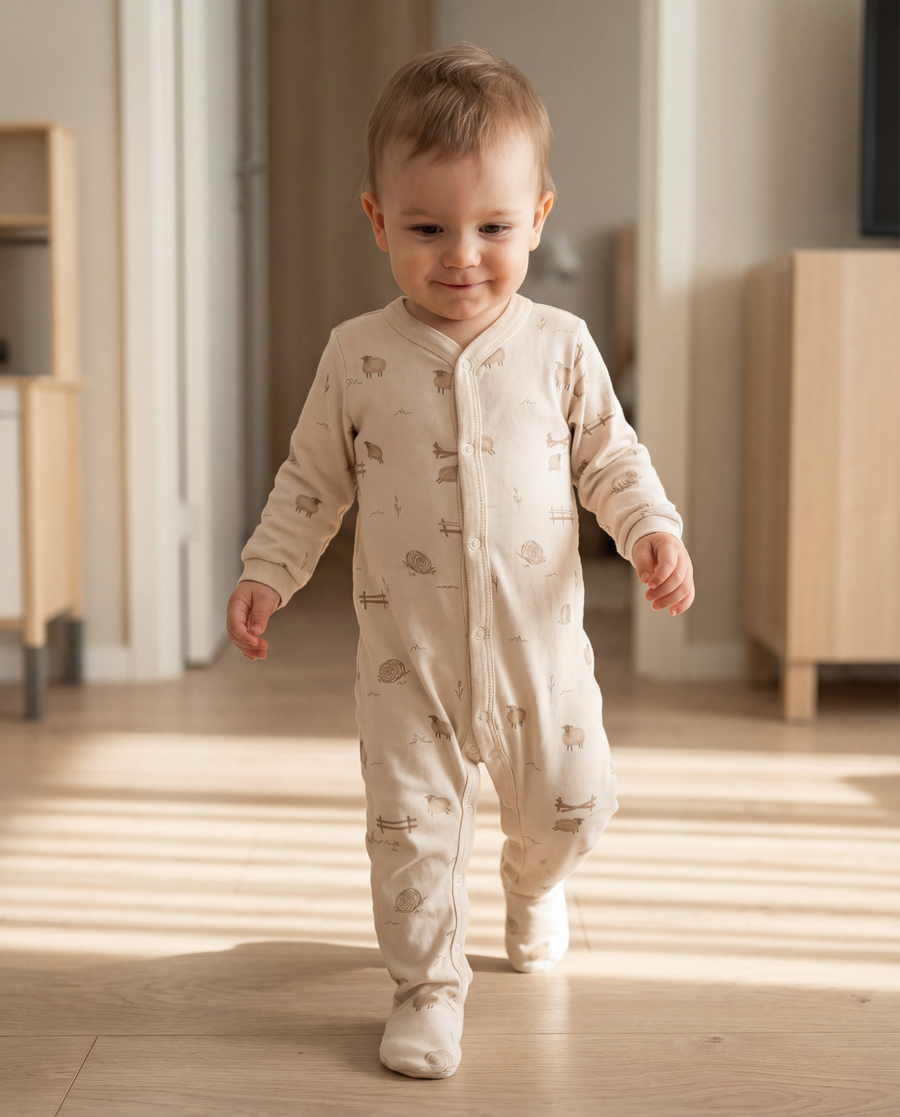 100% Organic Cotton Interlock Footed Romper Set (2 Pack)