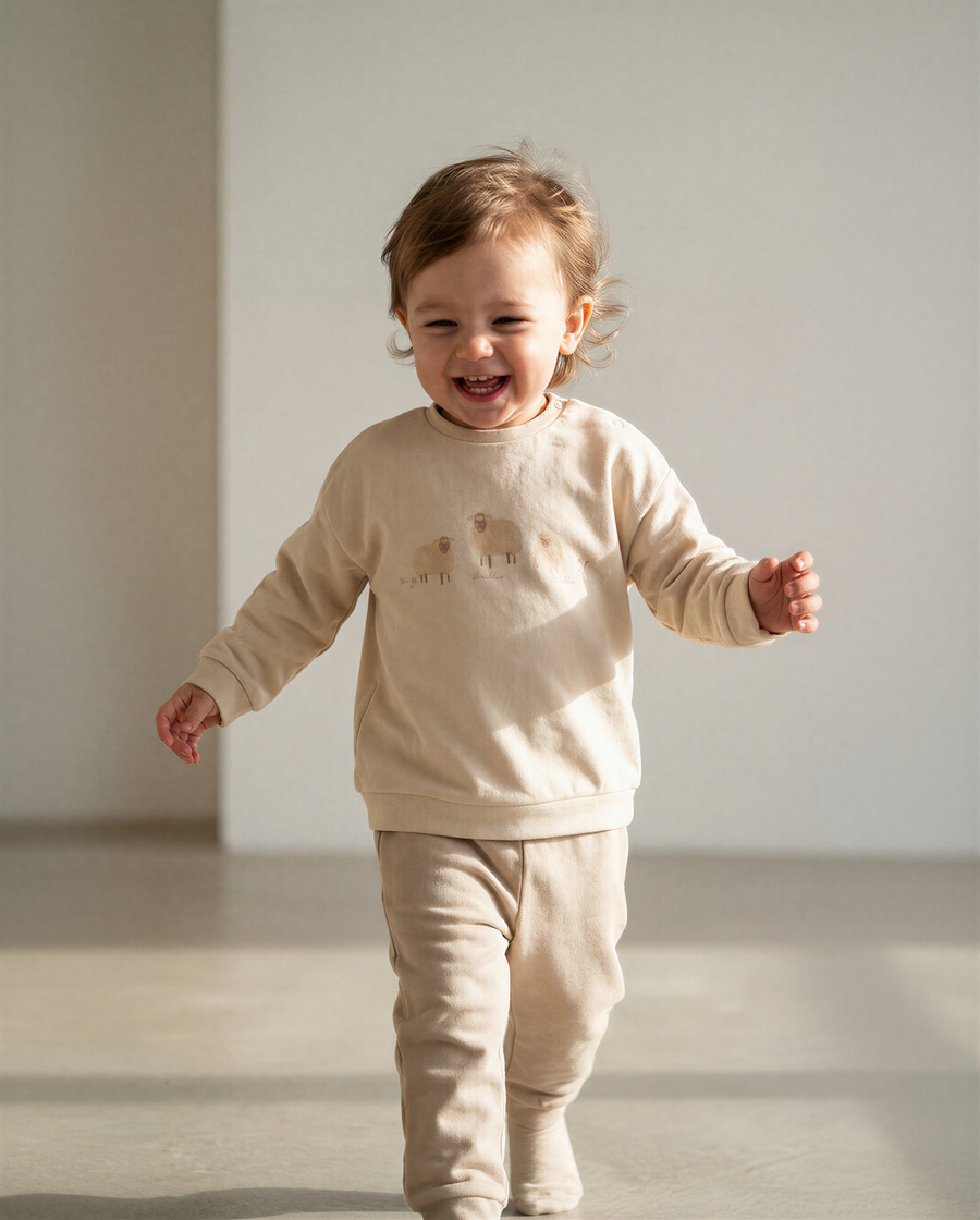 100% Organic Cotton Interlock Baby Set - Long Sleeve Sweater & Pants (2 Piece)