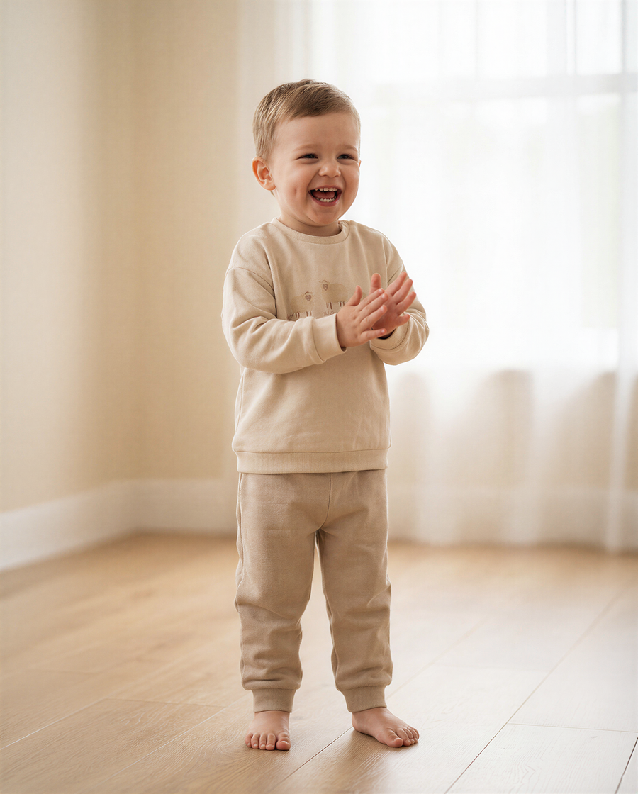 100% Organic Cotton Interlock Baby Set - Long Sleeve Sweater & Pants (2 Piece)