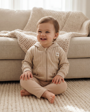 100% Organic Cotton Interlock Baby Hooded Jacket - Soft Ribbed Zip Hoodie