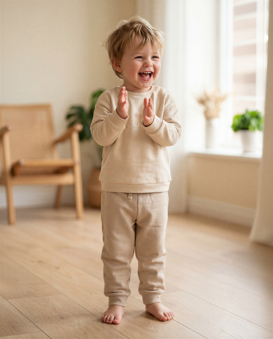 100% Organic Cotton Interlock Baby Set - Long Sleeve Sweater & Pants (2 Piece)