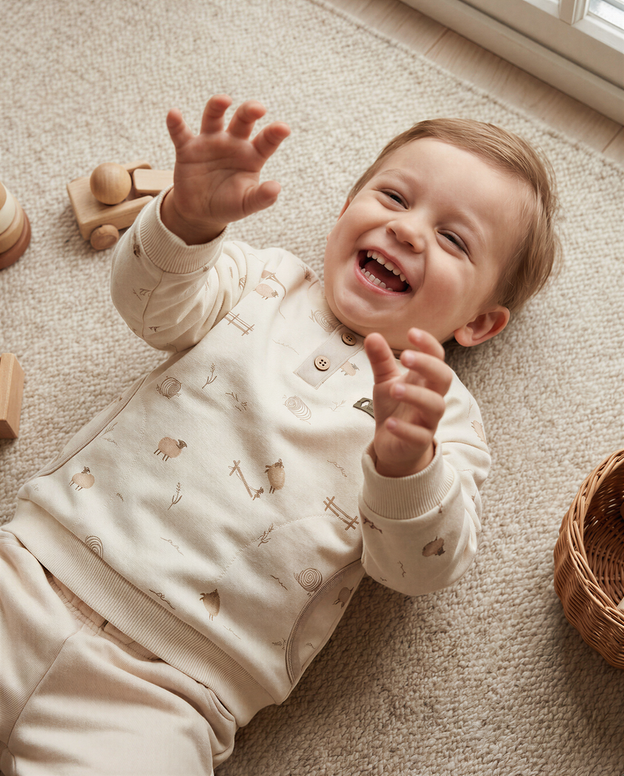 Little Lamb Organic Cotton Interlock Set - Long Sleeve Sweater & Pants (2 piece)