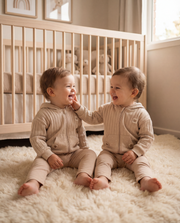 100% Organic Cotton Interlock Baby Hooded Jacket - Soft Ribbed Zip Hoodie