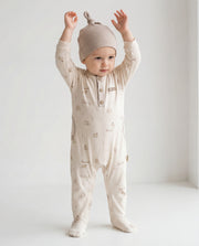 Organic Baby Footed Romper Set - Interlock Cotton with Matching Hat