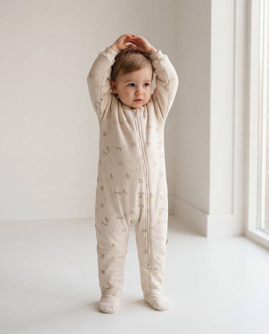 Zippered Organic Patterned Sleep Romper