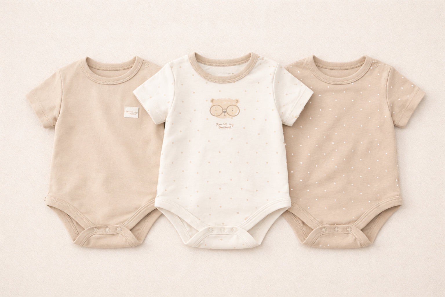 100% Organic Cotton Interlock Short Sleeve Baby Body Set (3 Pack)