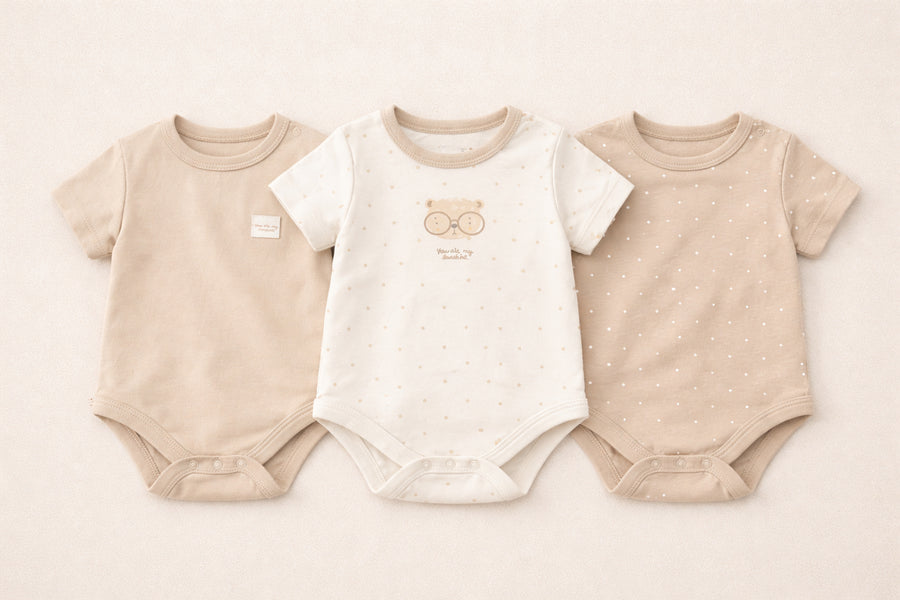 100% Organic Cotton Interlock Short Sleeve Baby Body Set (3 Pack)