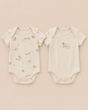 Organic Cotton Short Sleeve Sheep Print Bodysuit (2 Pack)