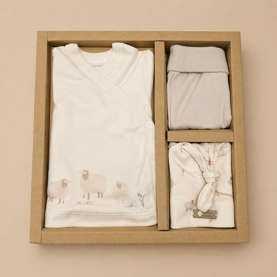 100% Organic Cotton Newborn Essentials Set - 5-Piece Baby Outfit Gift Box