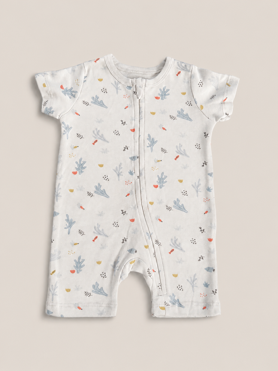 Organic Cotton Ocean Zip Romper | 100% Premium Interlock Baby Romper