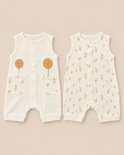 Organic Cotton Sleeveless Romper Set (2 Pack)