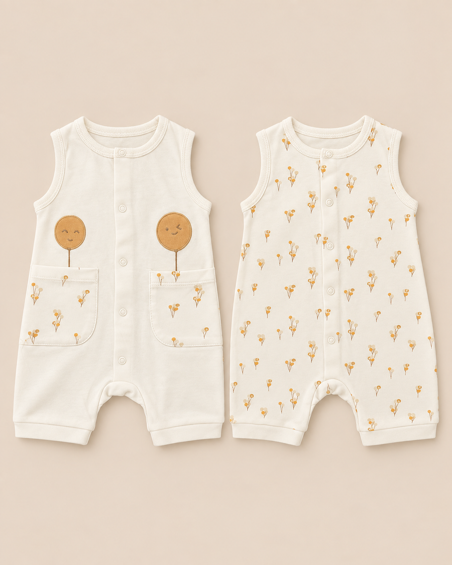 Organic Cotton Sleeveless Romper Set (2 Pack)