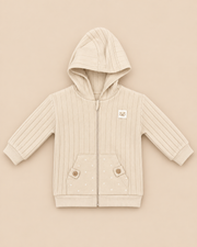 100% Organic Cotton Interlock Baby Hooded Jacket - Soft Ribbed Zip Hoodie