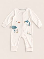 Organic Cotton Ocean Zip Sleepsuit | 100% Premium Interlock Baby Romper