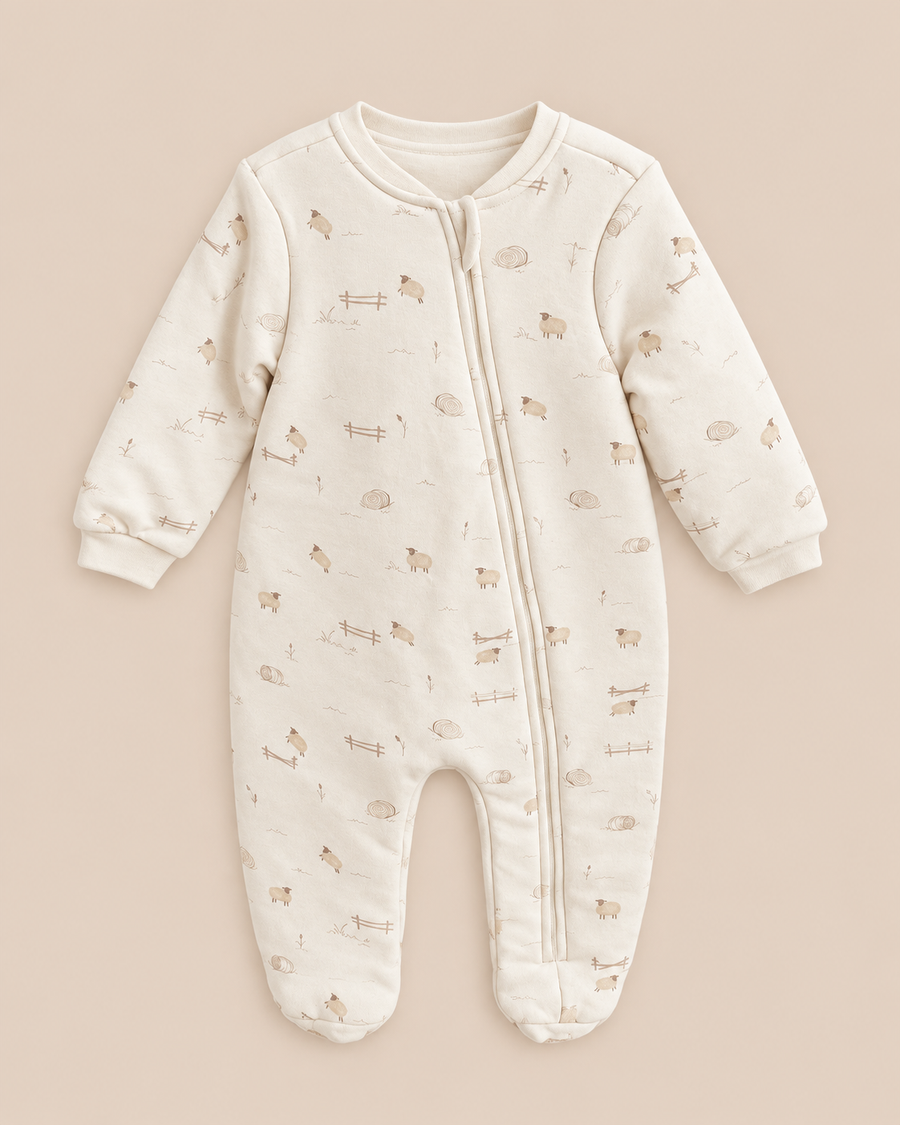 Zippered Organic Patterned Sleep Romper