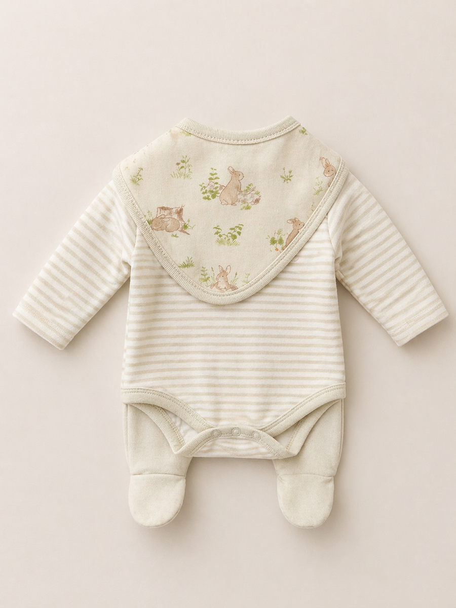 100% Organic Cotton 3 Piece Outfit Including Bib