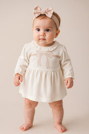 Ecru-stone dress with bow headband