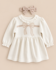 Ecru-stone dress with bow headband