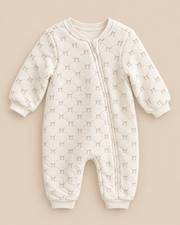 Zippered Organic Sleep Romper Bow Pattern