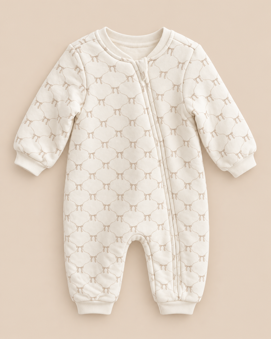 Zippered Organic Sleep Romper Bow Pattern