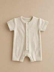 100% Organic Waffle Cotton Short Sleeve Romper