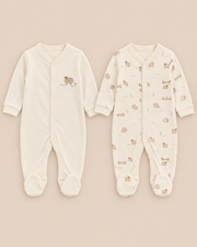 100% Organic Cotton Interlock Footed Romper Set (2 Pack)