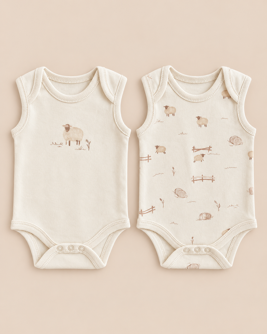 Organic Cotton Sleeveless Baby Bodysuit (2 Pack)