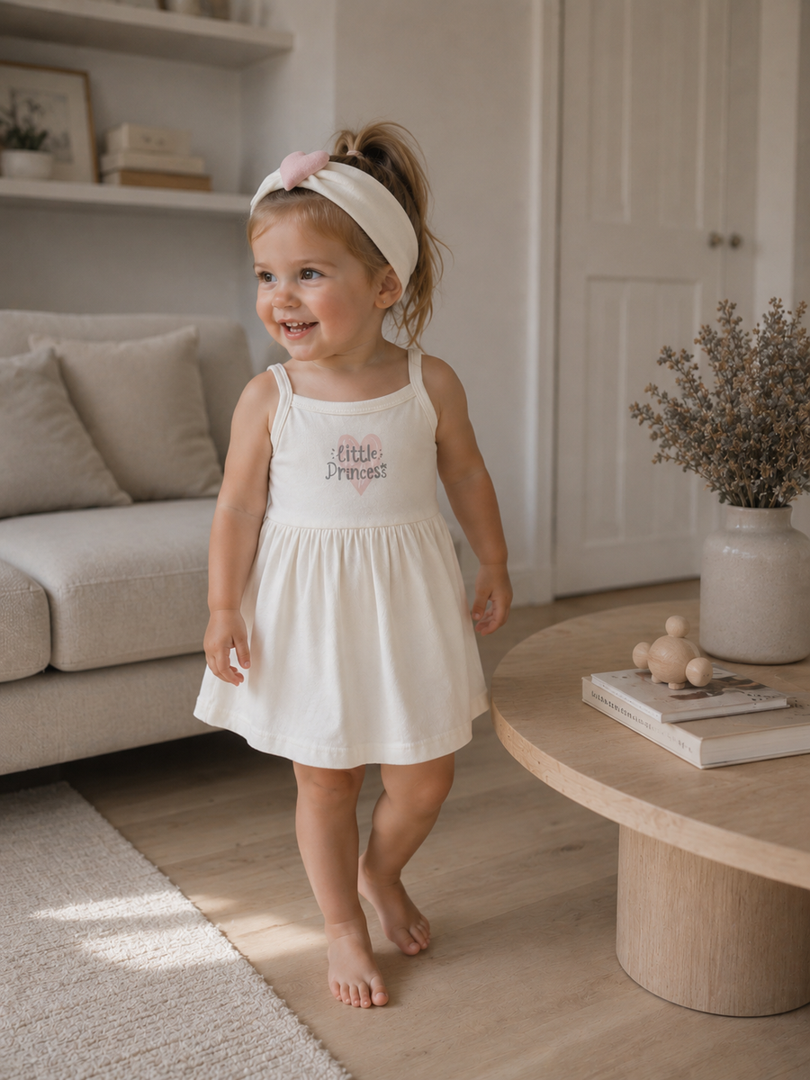 Organic Cotton Princess Dress & Headband Set | 100% Premium Interlock Cotton