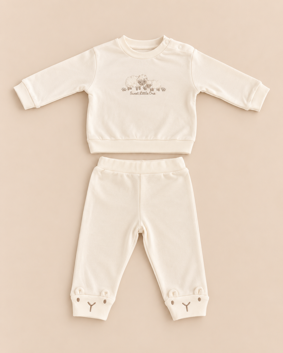 Organic Cotton Sweet Little One Baby Two-Piece Set – Warm Cream | 100% Organic Cotton Interlock