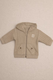 100% Organic Cotton Interlock Baby Hooded Jacket - Soft Ribbed Zip Hoodie