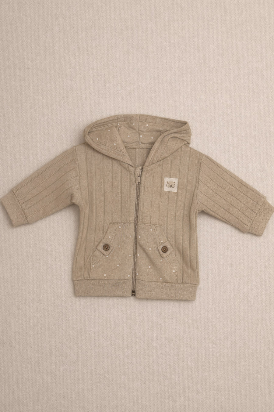 100% Organic Cotton Interlock Baby Hooded Jacket - Soft Ribbed Zip Hoodie