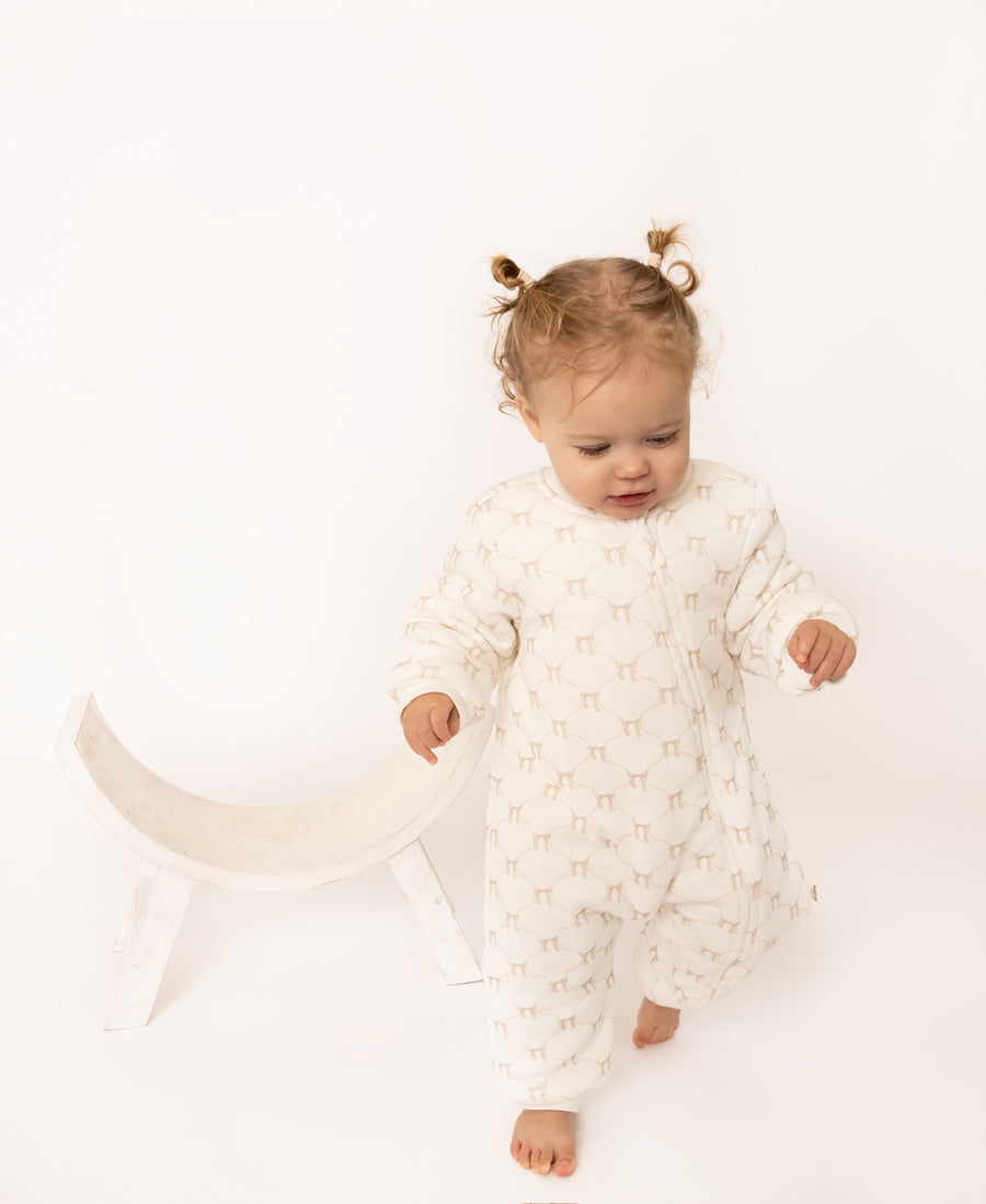 Zippered Organic Sleep Romper Bow Pattern