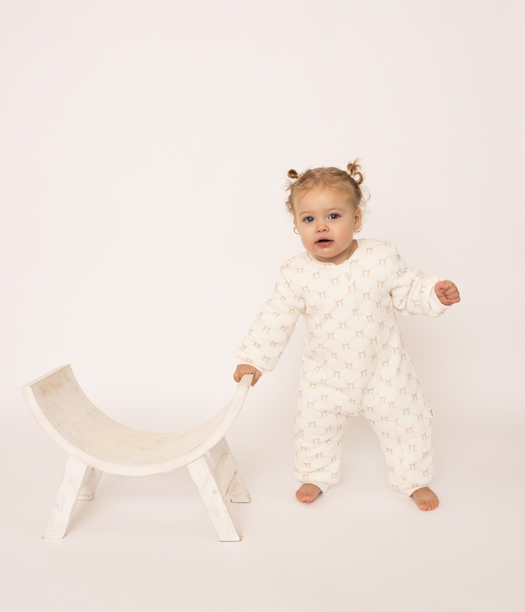 Zippered Organic Sleep Romper Bow Pattern