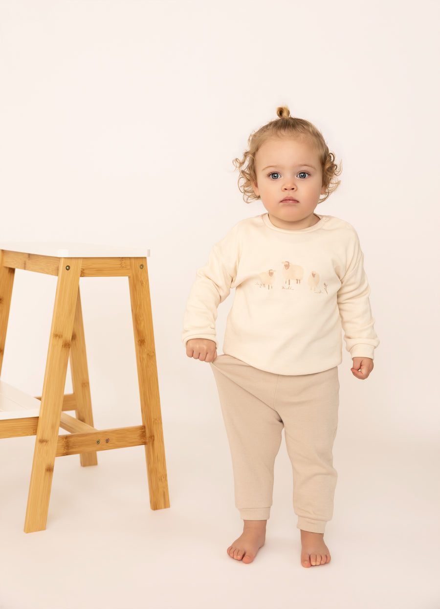 100% Organic Cotton Interlock Baby Set - Long Sleeve Sweater & Pants (2 Piece)