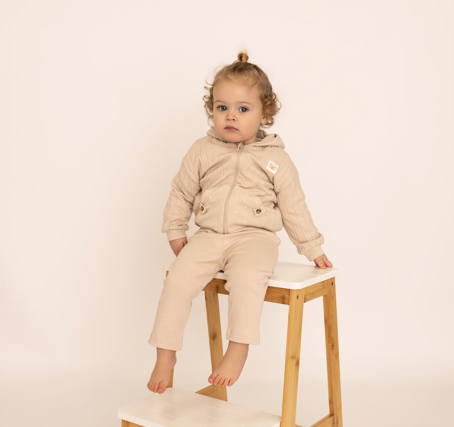 100% Organic Cotton Interlock Baby Hooded Jacket - Soft Ribbed Zip Hoodie