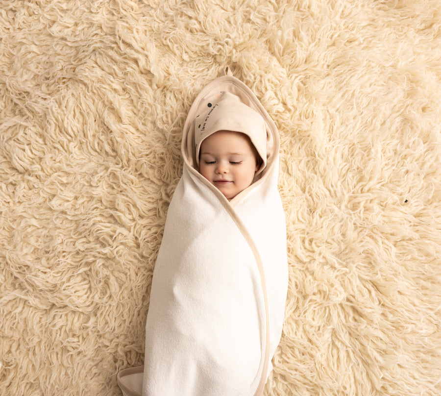 100% Organic Cotton Interlock Baby Towel - Soft Hooded Bath Towel