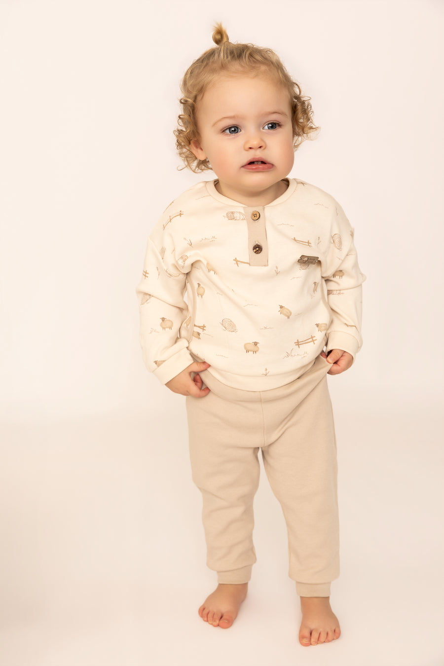 Little Lamb Organic Cotton Interlock Set - Long Sleeve Sweater & Pants (2 piece)
