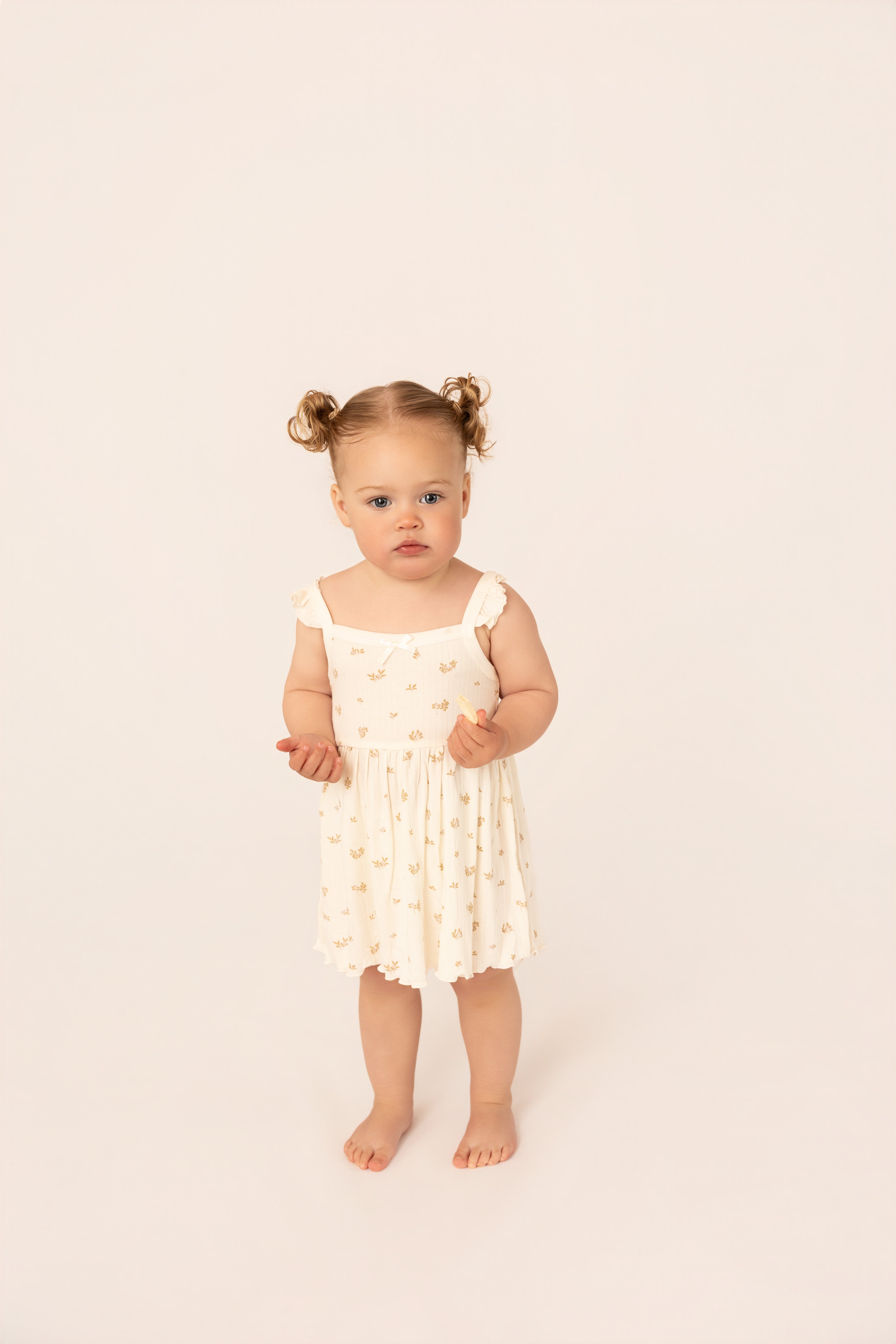 Organic Cotton Interlock Dress & Headband Set - Ivory Floral