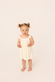 Organic Cotton Interlock Dress & Headband Set - Ivory Floral