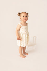 Organic Cotton Interlock Dress & Headband Set - Ivory Floral
