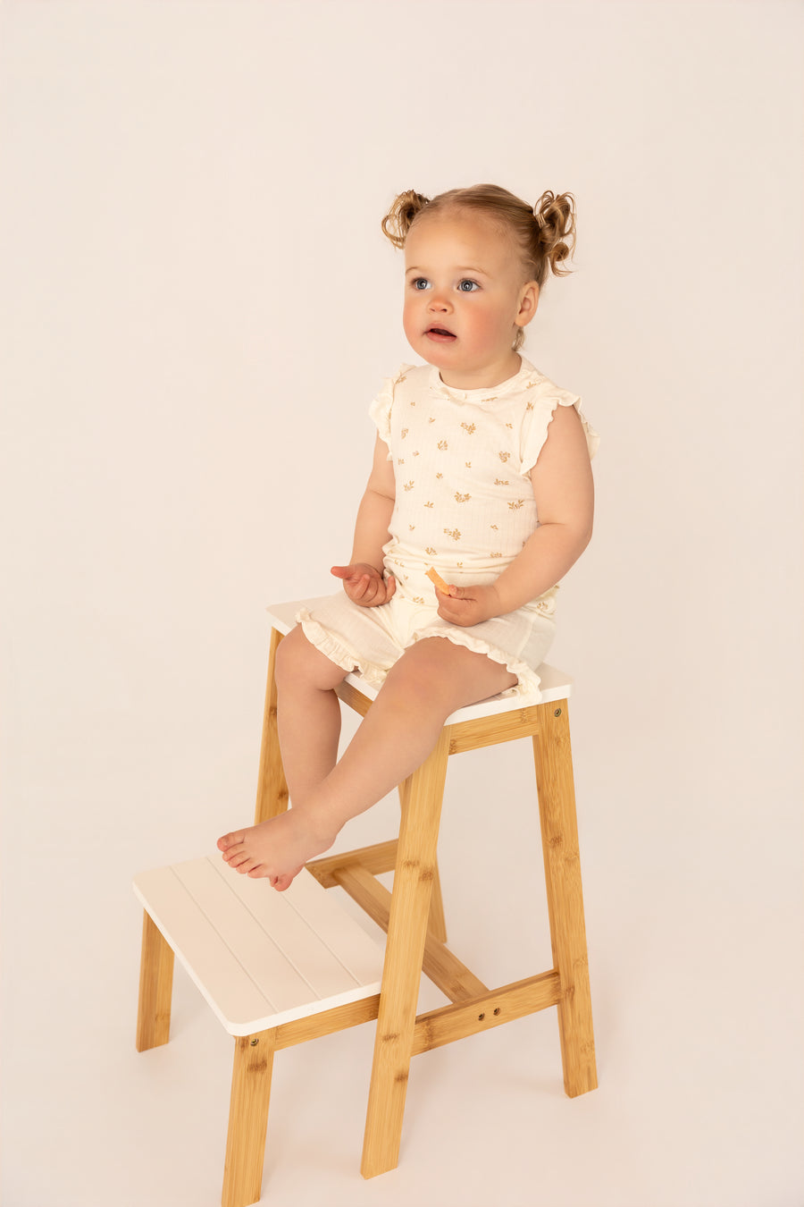 Organic Cotton Interlock Top & Shorts Set - Ivory Floral