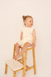 Organic Cotton Interlock Top & Shorts Set - Ivory Floral