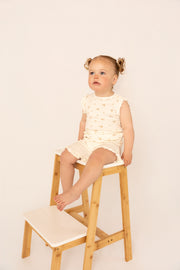 Organic Cotton Interlock Top & Shorts Set - Ivory Floral