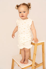 Organic Cotton Interlock Top & Shorts Set - Ivory Floral