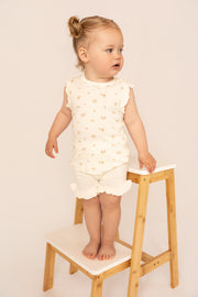 Organic Cotton Interlock Top & Shorts Set - Ivory Floral