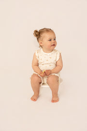 Organic Cotton Interlock Top & Shorts Set - Ivory Floral