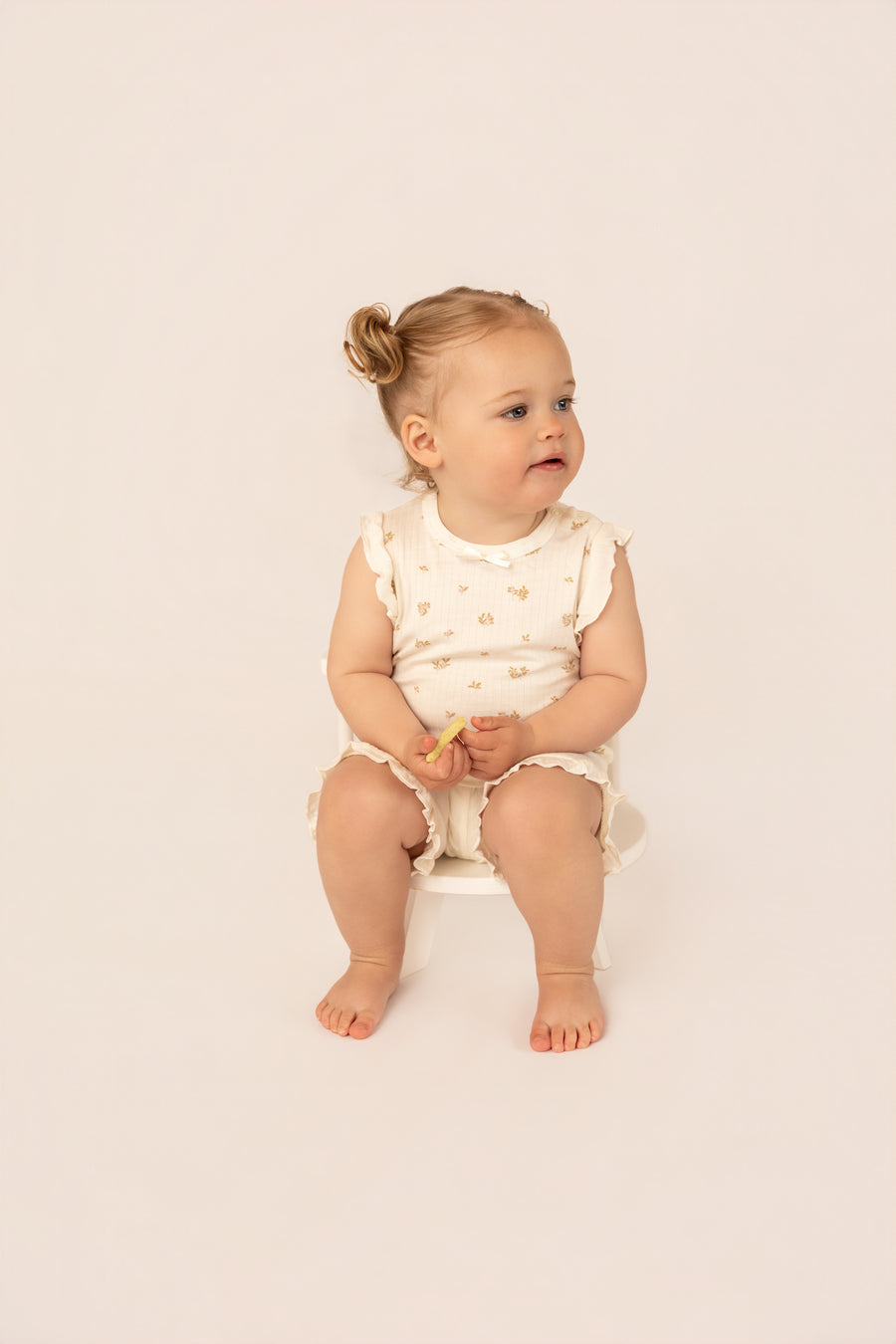 Organic Cotton Interlock Top & Shorts Set - Ivory Floral