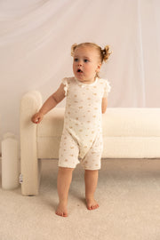 Organic Cotton Interlock Romper (2 Pack) - Ivory Floral & Ribbed