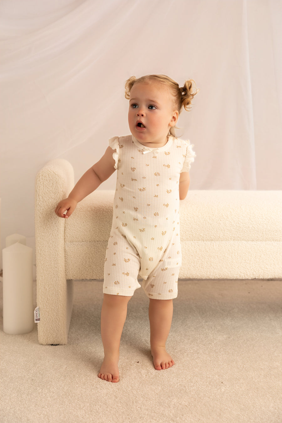 Organic Cotton Interlock Romper (2 Pack) - Ivory Floral & Ribbed