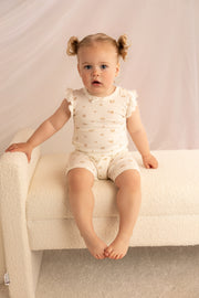 Organic Cotton Interlock Romper (2 Pack) - Ivory Floral & Ribbed